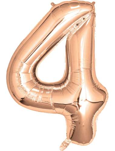 Rose Gold Foil Number Balloon - No 4 - Click Image to Close